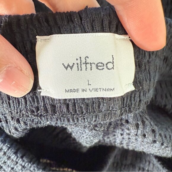 Aritzia Wilfred Wide Leg Seersucker Pants Lettuce Hem Verona Pant Minimalist L - Picture 4 of 9